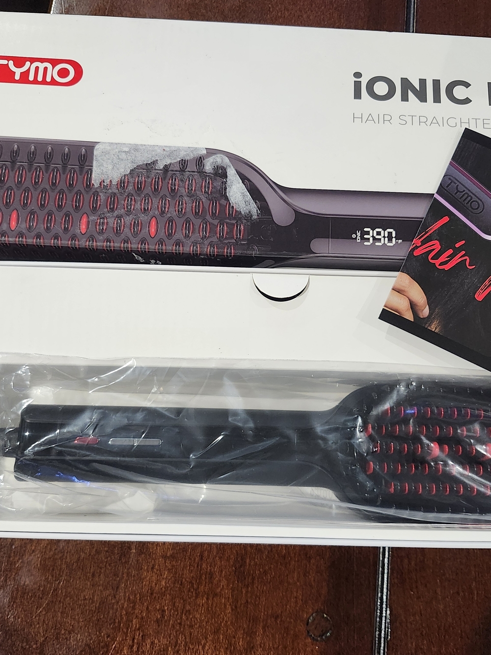 TYMO Ionic Hair Straightening Brush — Black with Red Accents